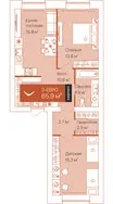 Планировка Евротрёшка 65,9 м², ЖК Дом на Большой Спасской