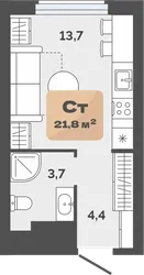 Планировка: студия 21,8 м² - ЖК Баланс