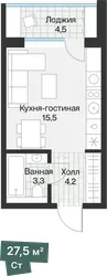 Планировка: студия 25,24 м² - ЖК Эклипт
