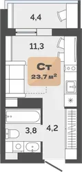 Планировка: студия 21,5 м² - ЖК Баланс