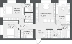 Планировка: евро-четырёшка 95,9 м² - ЖК Дружеский