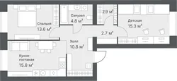 Планировка: евротрёшка 65,9 м² - ЖК Дружеский