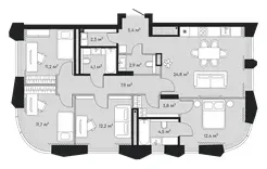 Планировка: евро-пятёшка 103,2 м² - ЖК Челюскинцев, 5