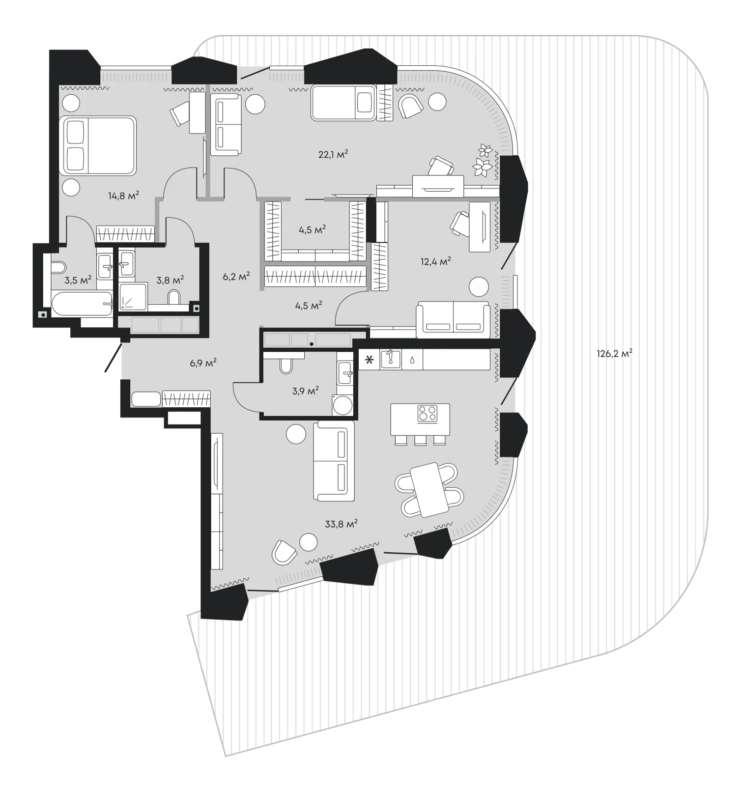 Планировка: Евро-4 242,4 м²