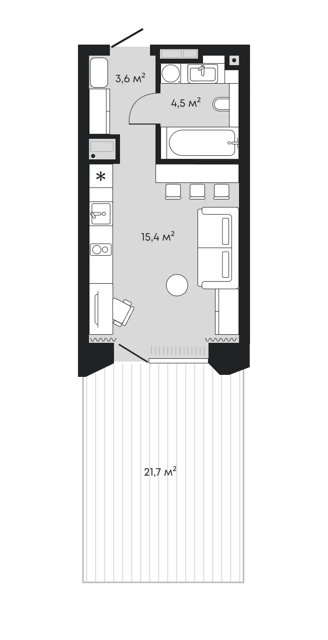 Планировка: Студия 45,2 м²