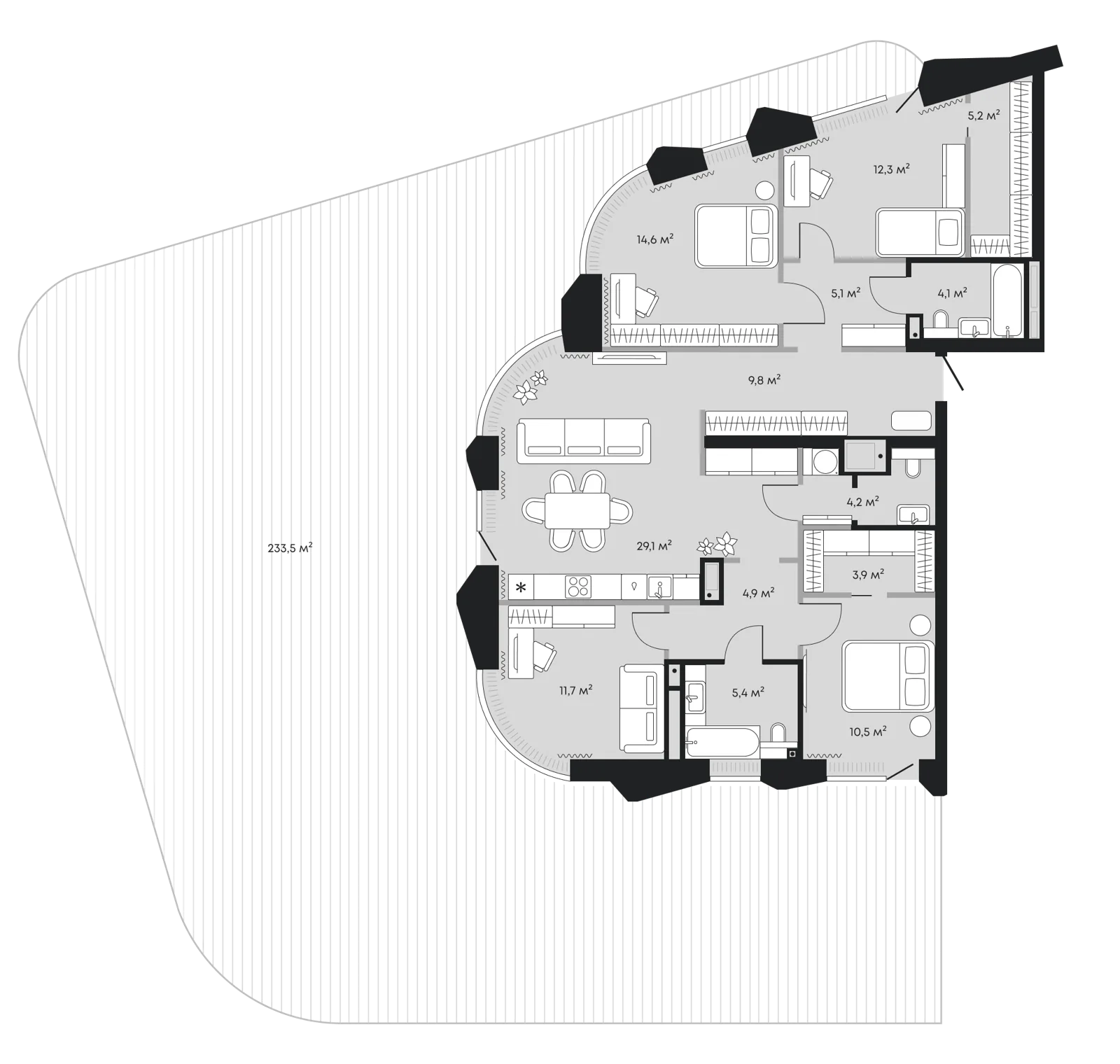 Планировка: Евро-5 354,4 м²