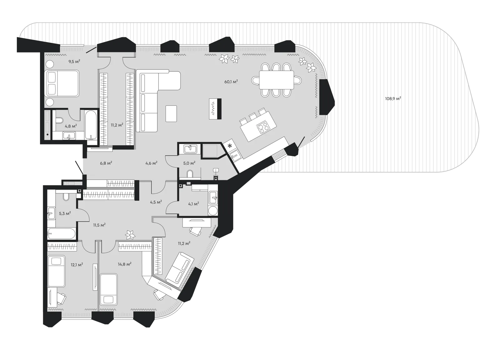 Планировка: Евро-5 274,4 м²