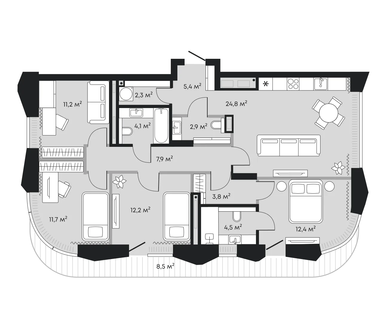 Планировка: Евро-5 111,7 м²